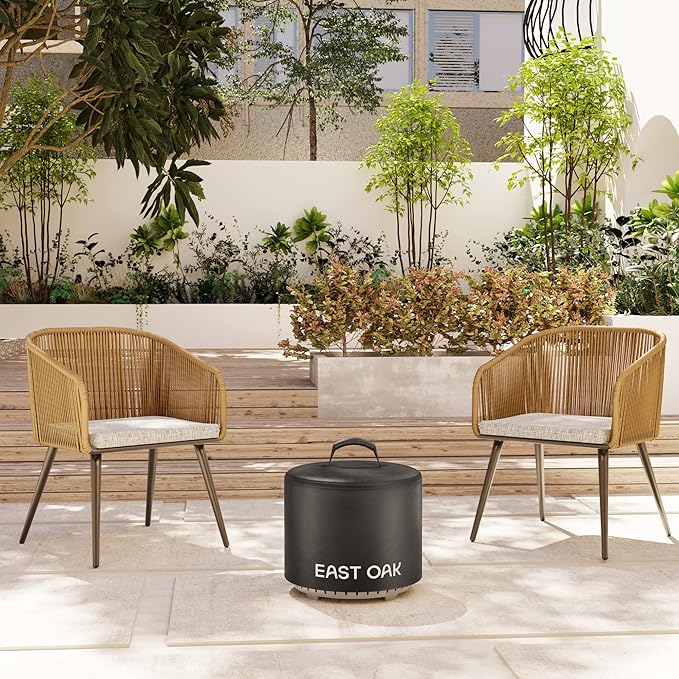 EAST OAK 17'' Fire Pit Cover for Outdoor Smokeless Firepit, 500D Heavy Duty Fabric, Waterproof, Dustproof, and All-Weather Resistant, Black, 16.85"Dia X 12.59"H