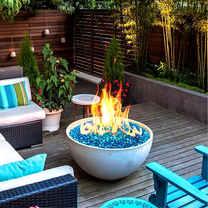 Mr. Fireglass Caribbean Blue Fire Glass Beads, 1/2 Inch Reflective Round Fire Glass Drops Rocks for Outdoor Fire Pit, Fireplace and Fire Pit Table, 20 Pounds (Pack of 2)