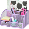 Exerz Desk Organizer Light Purple Office Desk Accessories Supplies Office Storage Desktop Pencil Pen Holder with Drawer Home Workspace