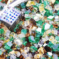 NUPICK 5 Pound Fire Glass, 1/2 Inch Reflective Fire Pit Glass, Tempered Firepit Glass Rock for Propane or Natural Gas, Glass Rocks for Fire Pit Table or Fireplace, Gold & Green & Copper Mix