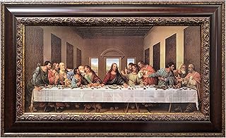 Mom's Art Studio - Last Supper Wall Decor 37.5 X 23 Inches, Leonardo Da Vinci Reproductions, Museum Look Art Framed, Artist’s Acrylic Coating, Wall Art for Home Decor (Small, Brown Gold)
