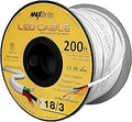 200 ft. 18AWG Low Voltage LED Cable 3 Conductor White Sleeve in-Wall Speaker Wire UL Class 2 Certified