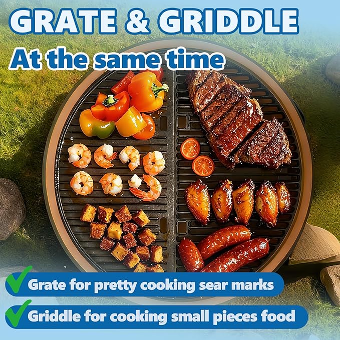 SafBbcue 24" Kamado Cooking Grate Griddle for 24 Inch Kamado Grill Replacment Parts Joe Big Joe Pro Joe Charcoal Grills BJ24RHC Big Joe II, for Kamado E6/S6 Joe Big Joe I, II III Grills