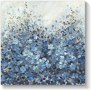TAR TAR STUDIO Large Abstract Blue Flower Canvas Wall Art - Unframed Painting, Modern Floral Print, Wall Decor for Living Room Bedroom Office, Botanical Artwork 24x24 Inch
