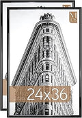 MCS Trendsetter 24x36 Poster Frame Black High-Gloss, Vertical & Horizontal Wall Hanging Large Picture Frame for Photos, Posters & Art Prints (2-Pack)