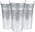 Ilyapa Galvanized Metal Flower Vase 3 Pack - 13" Tall Rustic Farmhouse Bucket Planter Pots