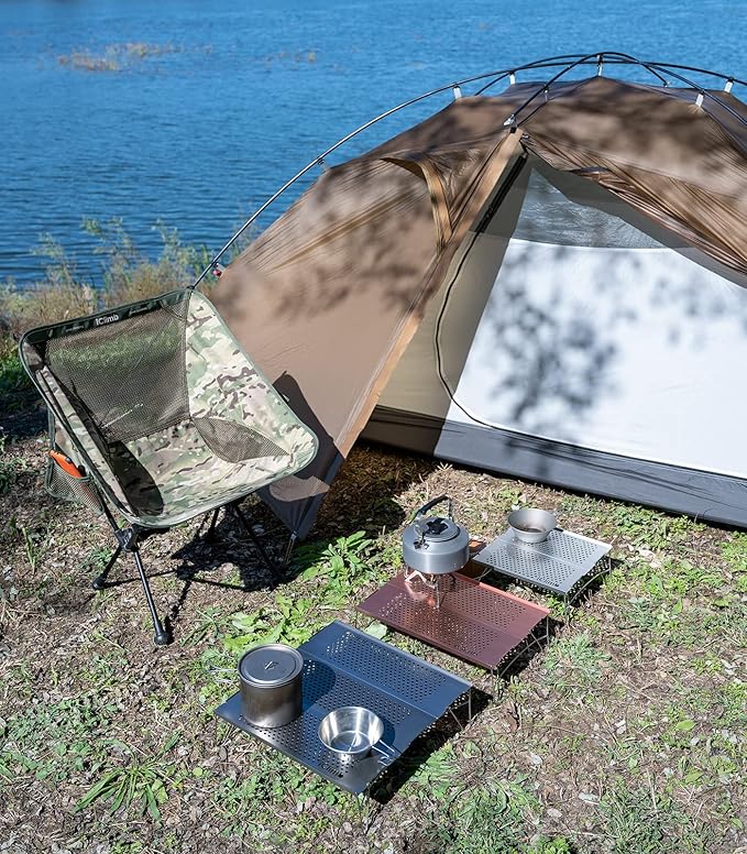 iClimb Mini Solo Folding Table Ultralight Compact for Backpacking Camping Hiking Beach Picnic (Gunmetal, L)
