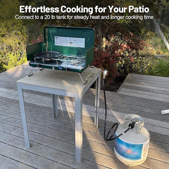 2 Burner Propane Stove, 20000BTU Portable Camping Stove with 2 Adjustable Burner and Wind Guards, Camping Cooktop with Ignition & Griddle for Camping,Tailgating, BBQ, Grilling,Outdoor Gear