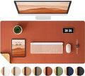 Aothia Dual-Sided Desk Pad - Leather Desk Mat, Natural Cork Desk Pad Protector, Large Mouse Pad for Desk, Waterproof Desk Blotter Pad, Desk Writing Pad for Office Work/Home, Maple Brown (25.6"x13.7")