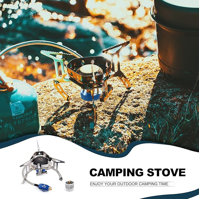 Widesea 3500W Windproof Camp Stove,Camping Gas Stove, Small Camping Stove with Piezo Ignition,Portable Collapsible Stove for Outdoor,Picnic, and Backpacking Hiking