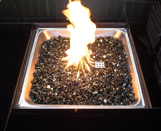Hiland 10lb Reflective Black fire Pit Glass for Propane fire Pit Table