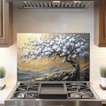 DAIFURONGE Tempered Glass Backsplash for Kitchen, Tree of Life Art Stove Backsplash Protector - Easy to Clean Wall Decor (Art Deco 4, 30"x20"(76.2x50.8cm))