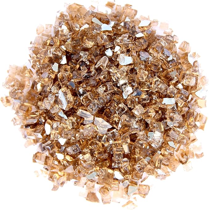Hiland Reflective Fire Glass for Propane or Natural Gas Fire Pit Table, 10 lb, Copper