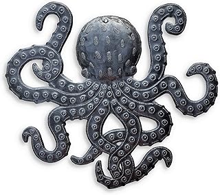 It's Cactus Octopus Metal Wall Art, Sea Life Ocean Decor, Beach Themed Artwork, Nautical Decorative Figurines 14 in. x 15 in.