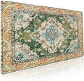 Vintage Rug Mouse Pad XXL Green Orange Retro Carpet Aesthetic Extended Table Mat 90X40 cm Non-Slip Rubber Base Stitched Edge Large Mousepad for Gaming Laptop Computer Desk Top 35.4×15.7 Inch