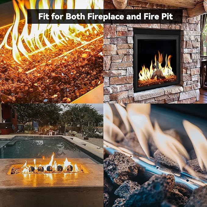 Skyflame 24" x 6" Rectangular Gas Fire Pit and Fireplace H-Burner with 3 Pipes - 304 Stainless Steel - for Indoor & Outdoor Use