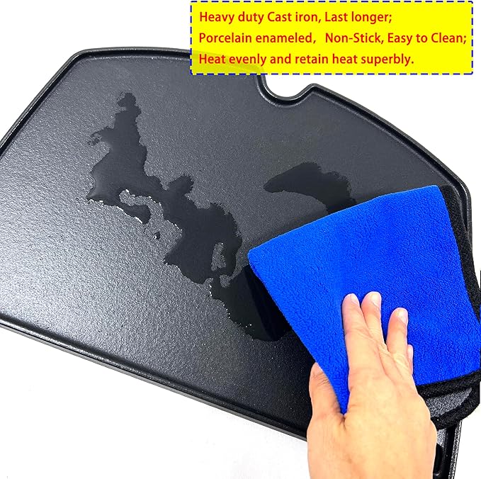 Direct Store DC138 6506 Cast Iron Griddle for Weber Q300 Q320 Q3000 Q3100 Q3200 Series Gas Grills Part, Replacement Part for Weber 57060001 586002 426001 56010049 404341, 1 Piece Black Griddle