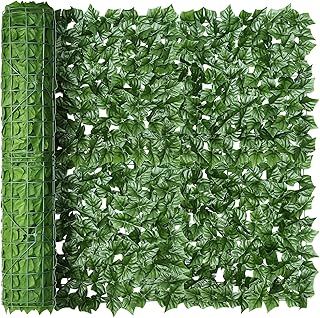 KASZOO Artificial Ivy Privacy Fence Screen - 120x40in Artificial Faux Privacy Fence Panel Artificial Green Wall Balcony Privacy Screen Decoration for Patio, Balcony, Wall, Backyard Indoor Outdoor