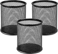 MaxGear Pen Holder, 3 Pack Pencil Holder for Desk, Premium Mesh Metal Desk Organizer with Non-Slip EVA Pad, Desk Accessories & Workspace Organizers for Home, School & Office, Black, 3.7’’ Tall