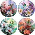CoasterStone Absorbent Coasters, 4-1/4-Inch, Hummingbirds in Floral, Set of 4