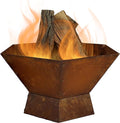 Sunnydaze Rustic Affinity 24-Inch Fire Pit - Outdoor Wood-Burning Fire Pit with Oxidized Finish - Hexagon-Shaped