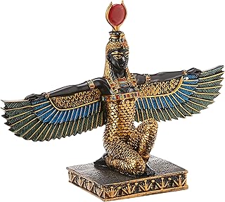 Design Toscano Isis Woman Diety of Beauty Egyptian Decor Figurine Statue, 8 inches wide, 6 inches tall, Cast Stone Resin, Full Color Paint