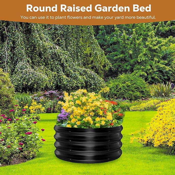 Raynesys 24 Inch Round Galvanized Fire Pit Ring, Round Galvanized Fire Ring, 2 Feet Diameter Round fire Pit, Outdoor fire Pit for Backyard, Camping, Bonfire, Black
