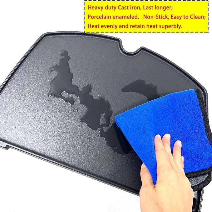 Direct Store DC137 6559 Cast Iron Cooking Griddle Replacement for Weber Q200 Q220 Q240 Q260 Q2000 Q2200 Q2400 Series, Gas Grills Griddle Fits 396001 396002 394001 566014 566001