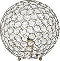 Elegant Designs LT1067-ABS 10" Elipse Crystal Collection Metal Crystal Ball Sequin Table Desk Lamp for Accent Lighting, Décor, Living Room, Antique Brass