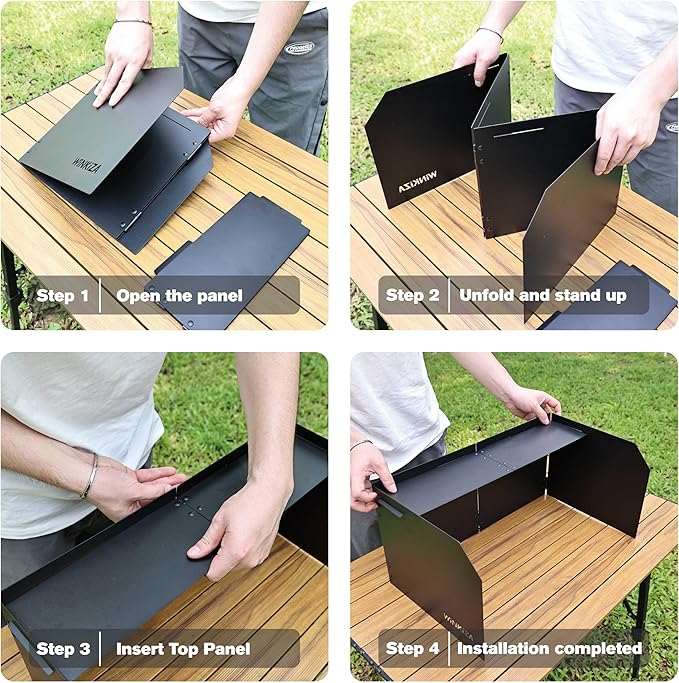 WINKIZA Camping Stove Windscreen Outdoor Foldable Gas Stove Windshield, Camping Wind Blocker with a Storage Bag for Butane Stoves, Propane Stoves, Camping, Hiking, Picnic, Cooking (Stove Not Included)