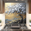 DAIFURONGE Tempered Glass Backsplash for Kitchen, Tree of Life Art Stove Backsplash Protector - Easy to Clean Wall Decor (Art Deco 4, 30"x30"(76.2x76.2cm))