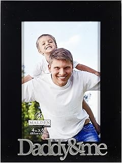 Malden International Designs 4x6 Daddy & Me Expressions Picture Frame Silver Finish Daddy & Me Word Attachment Black MDF Wood Frame