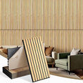 INMOZATA 8 Pack 3D Fluted Acoustic Wood Panels 11.8"x23.6", Peel and Stick Wall Panels for Interior Wall Decor, Fireplace, Living Room, Bedroom, Office (Oak)