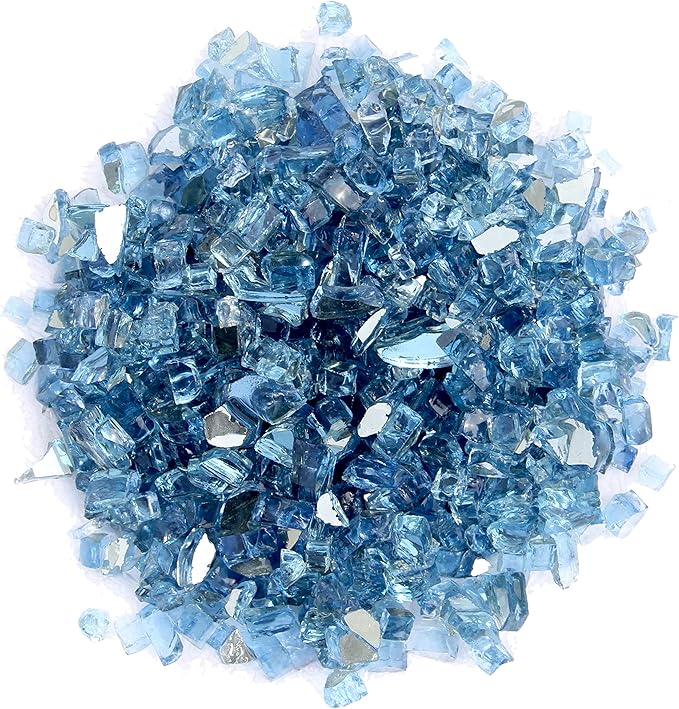 Hiland 10lb Sky Blue Reflective Fire Glass for Propane or Natural Gas Fire Pits, 1/4" Size