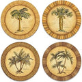 CoasterStone Absorbent Stone Drink Coasters, Palm Tree, Assortment, Neutral Palette (Set of Four Absorbent Coasters for Drink)