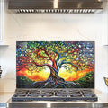 fzxwyishu Tree of Life,Tempered Glass Backsplash For Kitchen Behind Stove,Easy to Clean Kitchen Sink Cover Splash Guard, Home Kitchen Décor (color, 30"x18"(76.2x45.72cm))