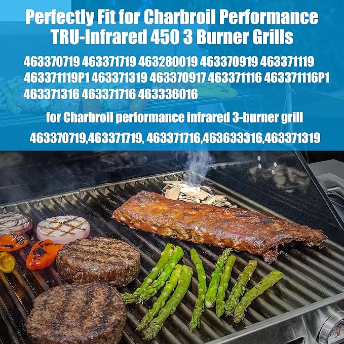 Outspark Grill Replacement Parts for Charbroil Performance TRU-Infrared 450 3 Burner 463370719 463371719 463280019,17" Emitter Plates Heat Tent Plates and Grill Burners for Charbroil G466-2500-W1