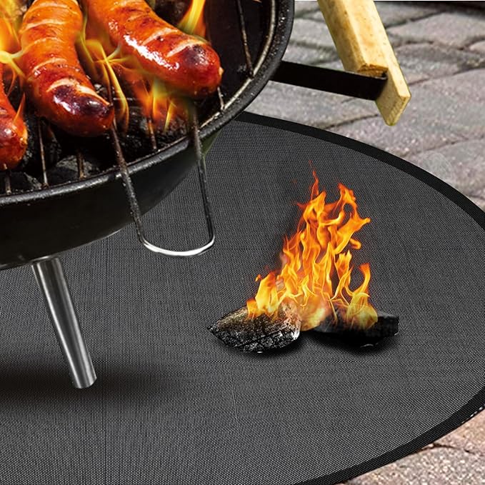 24'' Fire Pit Mat 5200, 4-Layer Fireproof Deck Protector, Fire Pit Accessories, Burn Barrel, Under Grill, BBQ, Patio Shield, Fire Retardant Base Pad for Outdoors