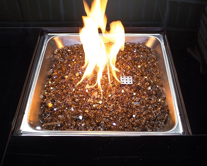 Hiland Reflective Fire Glass for Propane or Natural Gas Fire Pit Table, 10 lb, Copper