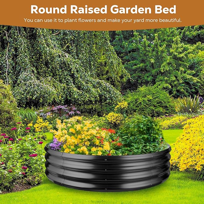Raynesys 60 Inch Round Galvanized Fire Pit Ring, Round Galvanized Fire Ring, 5 Feet Diameter Round fire Pit, Outdoor fire Pit for Backyard, Camping, Bonfire, Black