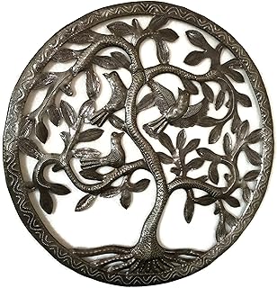 It's Cactus Small Tree of Life Wall Decor, Family Circle Tree, Metal Hanging Decor, Indoor Outdoor Handmade Haitian Art 17 Inches Fair Trade Federation Certified