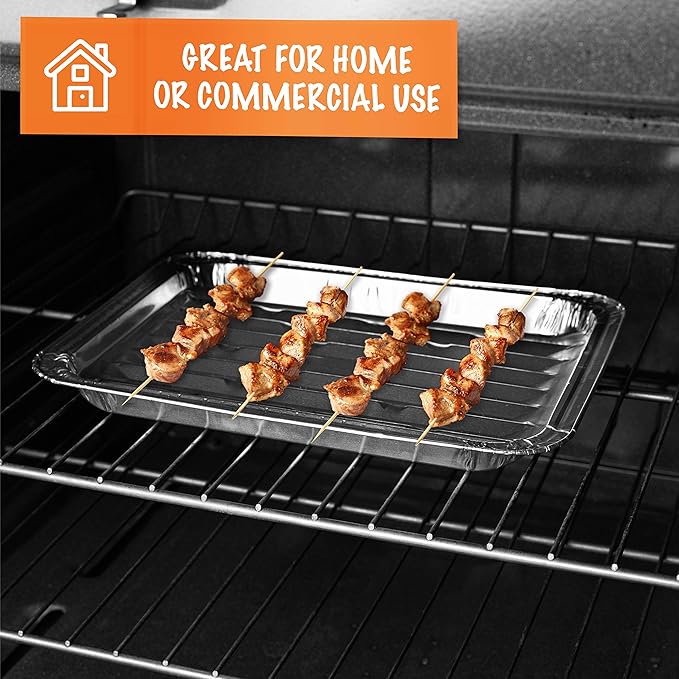 PLASTICPRO Aluminum Grill Pans, Broiler Pans, Grill Liners, Durable with Ribbed Bottom Surface for BBQ, Grill, Texture Disposable,Pack of 20