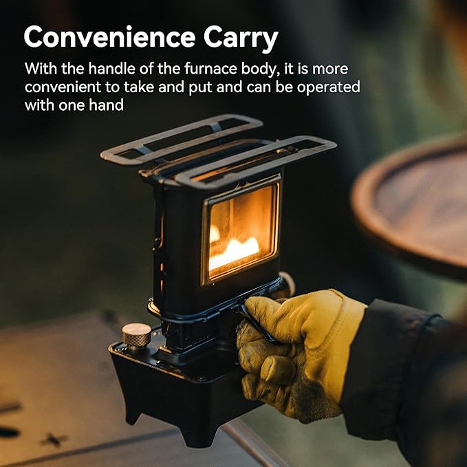 Thous Winds Camping Oil Lantern, Fuel Lamp for Outdoor Lighting Portable Stove for Cooking Warming, Black