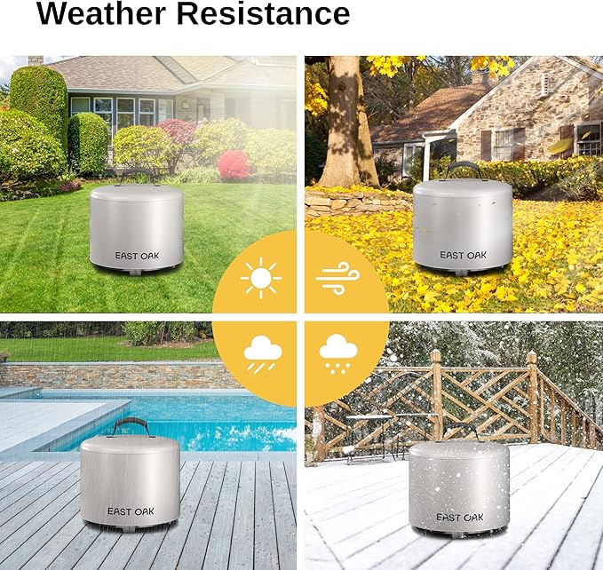 EAST OAK 17'' Fire Pit Cover for Outdoor Smokeless Firepit, 500D Heavy Duty Fabric, Waterproof, Dustproof, and All-Weather Resistant, Light Gray, 16.85"Dia X 12.59"H