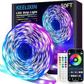KEELIXIN LED Lights Music Sync RGB LED Strip Lights with APP & Remote Control (50ft)