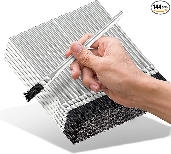 Acid Brushes - 144 Count 3/8 Inch Horsehair Acid Flux Brushes, Disposable Glue Brushes for Woodworking, Epoxy Brushes for Resin, Great for Crafting, Soldering, in The Home, and School, or Shop