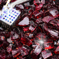 NUPICK 10 Pound Fire Glass, 1/2 Inch Shiny Fire Pit Glass, Tempered Firepit Glass Rock for Propane or Natural Gas, Glass Rocks for Fire Pit Table, Fireplace Glass for Landscaping, Red