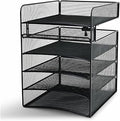 Safco Onyx Hanging Under Desk Organizer, 5 Trays, Office and Classroom Mailbox , Paper and Mail Sorter, Steel Mesh, Black
