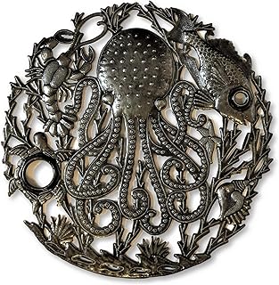 It's Cactus Handcrafted Octopus Sea Wall Decor Fair Trade from Haiti, Recycled Metal Art, Decorative Hanging Art, 24 In. X 24 In. (Ocean Reef)