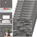 Tinlade 30 Pcs 28.81 Sq ft 3D Wall Panels Peel and Stick Foam Brick Wallpaper Printable Faux Brick Wall Panels Decorative Self Adhesive Tiles Waterproof(Rock Black)